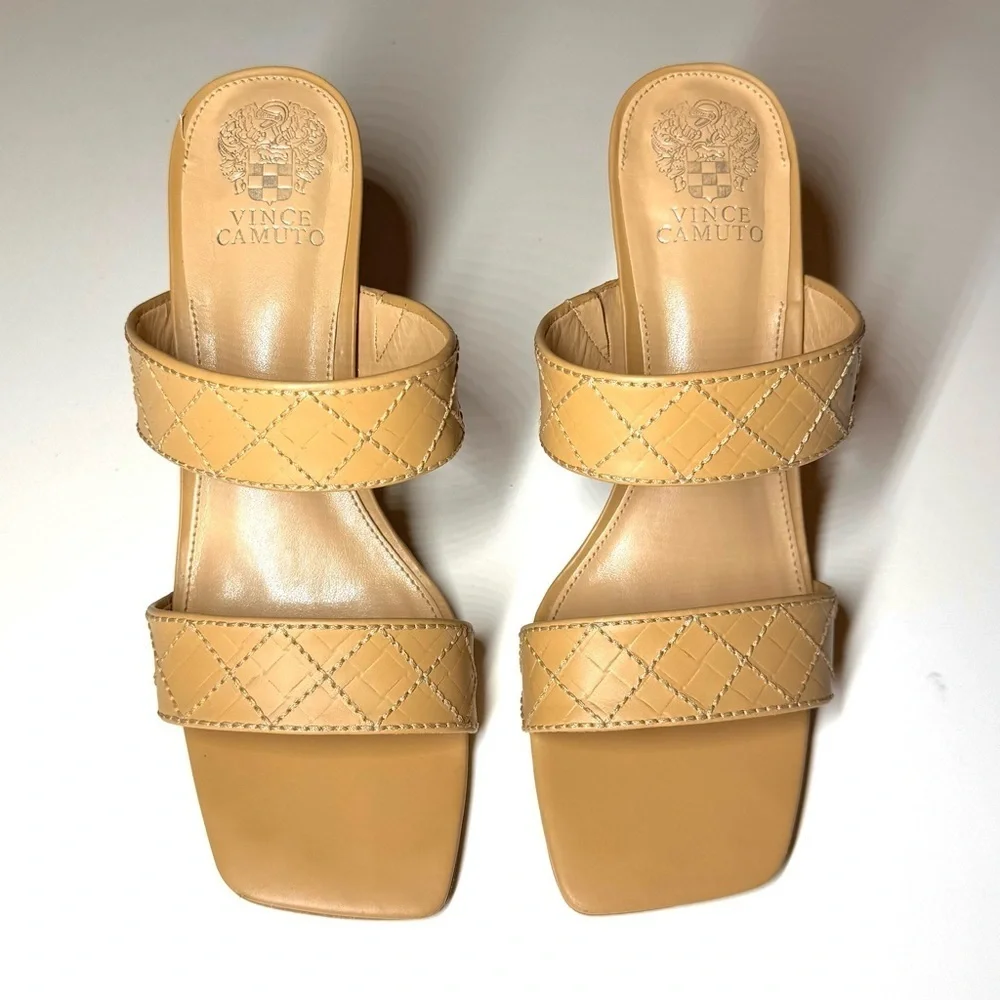 Vince Camuto Women’s Cherzel Slip On Squared Open Toe Heeled Sandal Size- 10